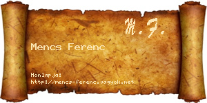 Mencs Ferenc névjegykártya